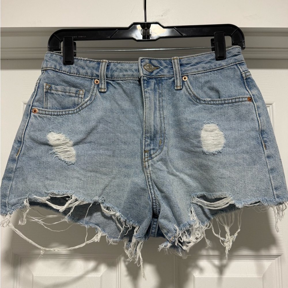 Forever 21 Light Blue Distressed Denim Cutoff Shorts